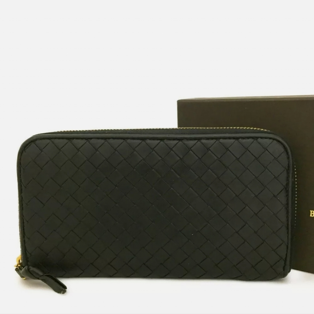 BOTTEGA VENETA INTRECCIATO LEATHER ZIP AROUND LONG WALLET/P1063 - Picture 2 of 10